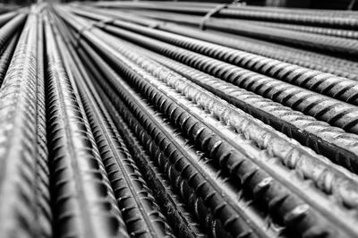 Full frame shot of metal rods at construction site