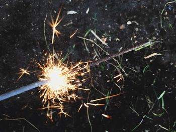 Close-up of firework display at night