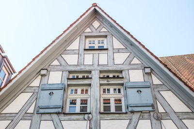 Low angle view of building against clear sky