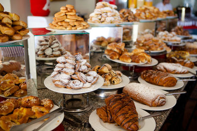 Lots of fresh pastries lying on the trays in egypt