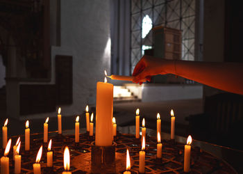 Close-up of illuminated candles