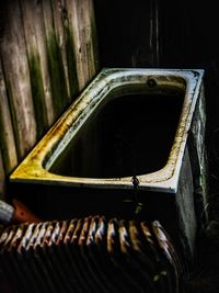 Close-up of old vintage car on table