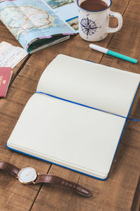 High angle view of laptop on table