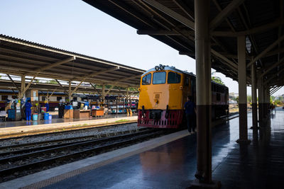 Train at railroad station platform