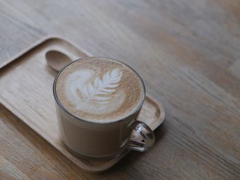 High angle view of coffee on table