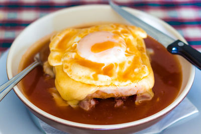 Close-up of breakfast in plate