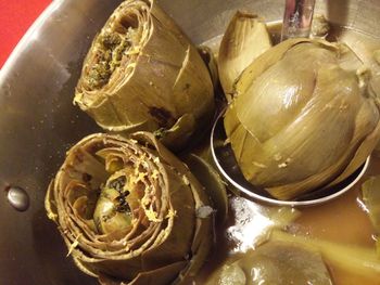 Close-up of bread in container