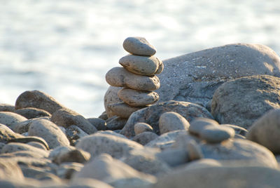 Stack of stones on beach