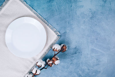 High angle view of drink on table