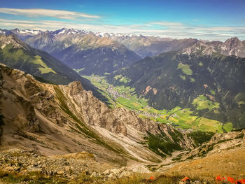 Scenic view of mountains against sky