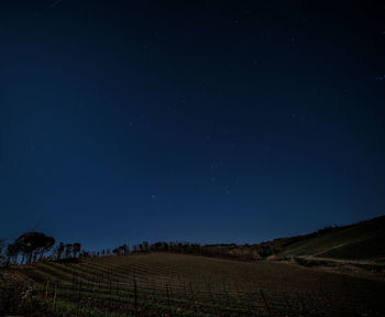 Scenic view of field against sky at night