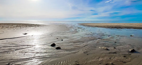 Scenic view of beach against sky