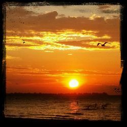 Scenic view of sea at sunset