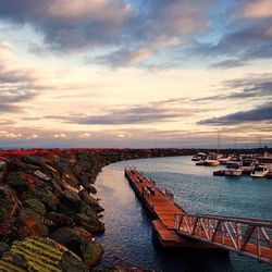 Scenic view of sea at sunset