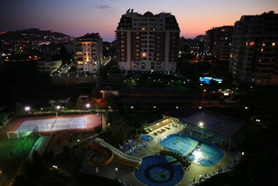 Illuminated city at night