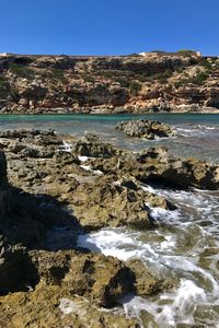 Scenic view of sea against clear sky