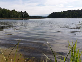 Scenic view of lake against sky