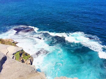 High angle view of sea waves