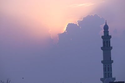 Silhouette of building against sky during sunset