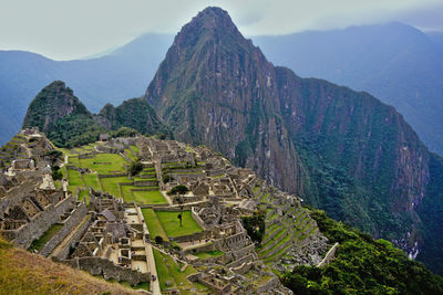 High angle view of ruins of mountain