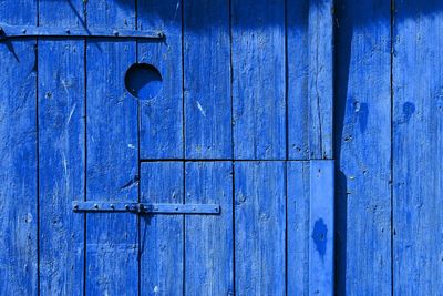 Full frame shot of blue closed door