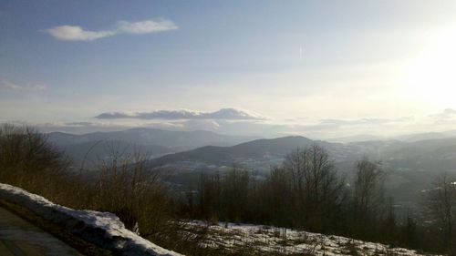 Scenic view of mountains against sky