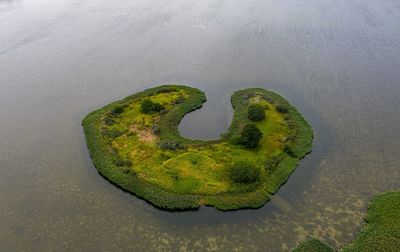 High angle view of c shaped island