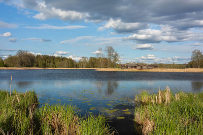 Scenic view of lake against sky