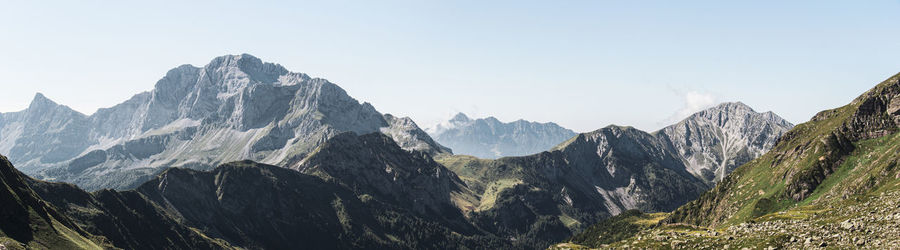 Scenic view of mountains against clear sky