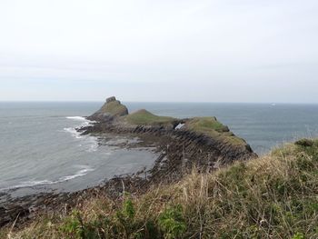 Scenic view of sea against clear sky
