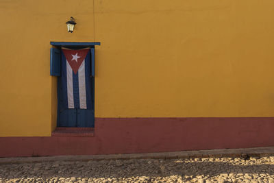 Closed door of building