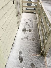 High angle view of tiled floor