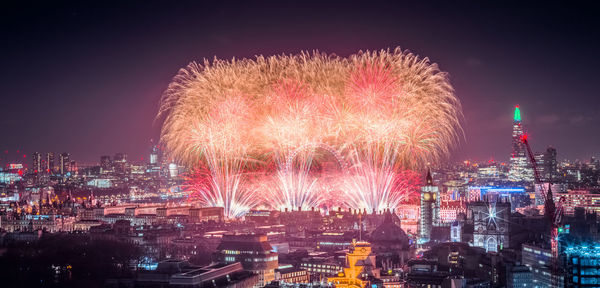 Illuminated city at night
