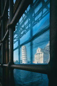 Buildings seen through window