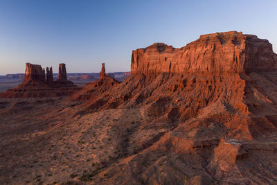 Aerial panoramas of desert landscape of iconic monument valley i