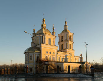 Low angle view of building against clear sky