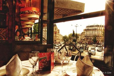 View of glass of restaurant