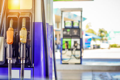 Close-up of fuel pump at gas station