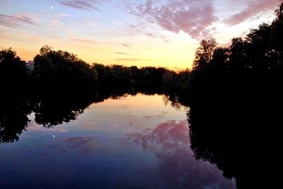 Reflection of trees in calm lake