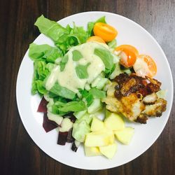 High angle view of salad in plate