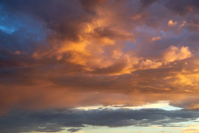 Low angle view of cloudy sky during sunset