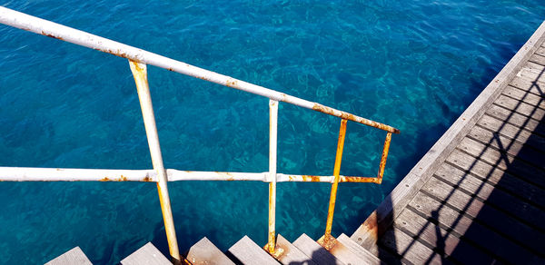 High angle view of swimming pool by sea