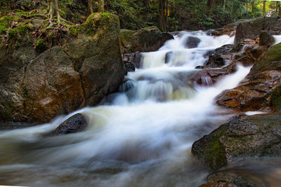 Blurred motion of waterfall in forest