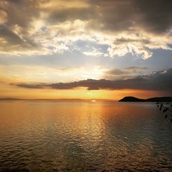 Scenic view of sea against dramatic sky