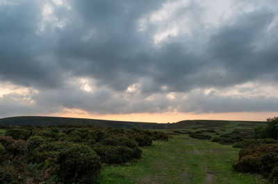 Scenic view of landscape against sky during sunset