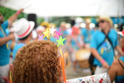 Close-up of woman wearing tiara during carnival