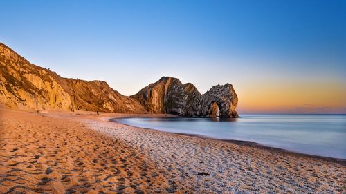 Scenic view of sea against clear sky