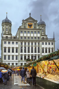Town hall and christmas market in augsburg, germany