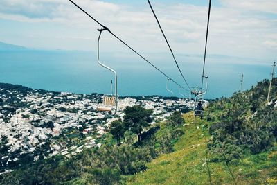 Ski lifts over mountain at capri