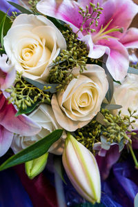 High angle view of rose bouquet